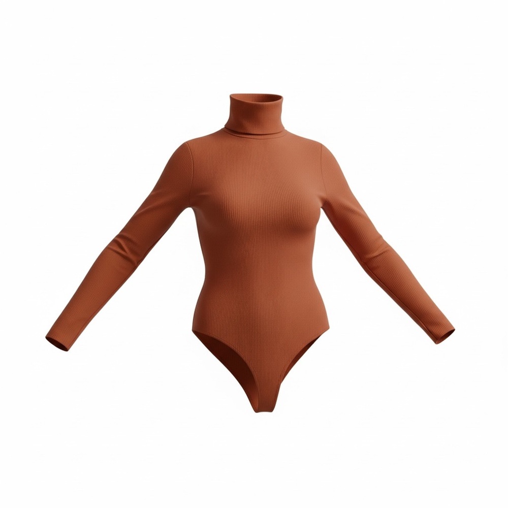 Women's Rust Turtleneck Sweater Bodysuit